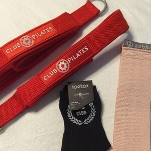 Red Club Pilates Straps and Pink Zobha Leggings